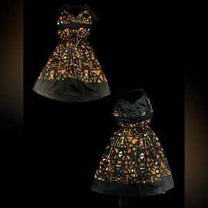 Black and Orange Halter Dress